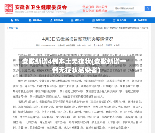 安徽新增4例本土无症状(安徽新增一例无症状感染者)-第2张图片