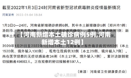 【河南新增本土确诊病例5例,河南新增本土12例】-第1张图片